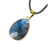 Labradorite in pietra gioiello - ciondolo preziosa di, collana luna lucida, design naturale fatto a mano, elegante finitura iridescente, accessorio catena | Collana per il guarigione de