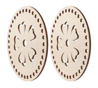 LABRIMP 2 Pezzi Wood Base for Crochet Basket, Crochet Basket Base, per Borsa in Legno, Fori Preforati, per Borsa a Tracolla Fai da Te