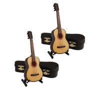 LABRIMP 2 Set Mini Chitarra in Legno e Ornamento Musicale Realistico | Supporto Incluso, Formato Compatto, per Spazi Ridotti e Regalo di Laurea