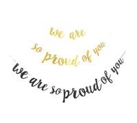 LABRIMP 2 Set Striscioni Decorativi per Festa Laurea Banner Eleganti We Are So Proud Of You Oro e Nero Accessori per Decorazioni e Fotografie per Feste Laurea e Celebrazioni Speciali