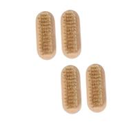 LABRIMP 4 Pezzi Spazzola Doppia Faccia per Unghie Setole Naturali di Cinghiale Manico Legno per Pulizia Mani e Piedi per Uso Domestico e Viaggi