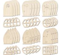 LABRIMP 48pezzi Porte delle Fate in Legno Grezzo per Casa Fata DIY | Color Khaki, per Progetti Creativi e Decorazioni Stanza, Superficie Adatta a Pittura e Scrittura