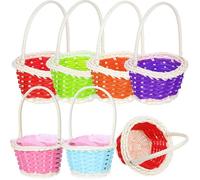 LABRIMP 6 Pezzi Cestini in Rattan Plastificato, Piccoli e Facili da Trasportare, con Manico, Utili come Cestini per Fiori e Portagiochi