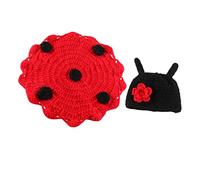 LABRIMP Accessorio Fotografico Coccinella Set Costume Cappello all'Uncinetto e Muffole Kit per Servizi Fotografici Ragazzi e Ragazze