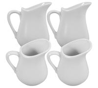 LABRIMP Bricco in Ceramica Bianco per Servire Latte e Sciroppo 4 Pezzi da 80ml Design Leggero e Beccuccio Speciale in Cucina e Ristoranti