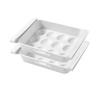 LABRIMP Contenitore Porta Uova per Frigorifero a Cassetto 2 Pezzi in Plastica Pp Bianco, Organizza e Protegge Frutta e Uova, Design Compatto per Uso Domestico