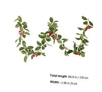 LABRIMP Decorazione Natale Rattan con Bacche Rosse Decorazione Natalizia Flessibile e Resistente per Albero Parete e Interni Sbiadimento e Caduta Foglie