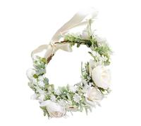 LABRIMP Ghirlanda Decorativa Delicata per Sposa Bianca, Corona Floreale Resistente per Matrimoni e Feste, Ornamento Sospeso per Decorazione Casa e Cerimonie