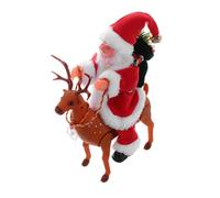 LABRIMP Giocattolo Natalizio Babbo Natale che Cammina su Renna Funzione Musicale in Plastica per Decorazioni di Natale e Regalo Festivo