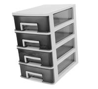 LABRIMP Mobiletto Portaoggetti Trasparente a 4 Ripiani Armadio a Cassetti in Plastica Bianca e Nera Organizer Multifunzionale Per Scrivania e Ufficio