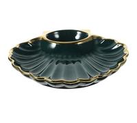 LABRIMP Piatto Ceramico Verde a Forma di Conchiglia per Ravioli e Patatine, 1 Pezzo, Adatto per Hotel e Buffet, Piatto Porta Salse e Antipasti Elegante