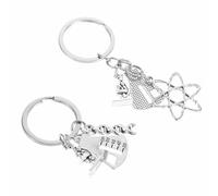 LABRIMP Portachiavi a Tema Chimico e Biologico in Lega di Zinco Set da 2 Pezzi Ciondolo Microscopio e Simbolo di DNA Regalo per Insegnanti di Chimica e Laureati in Scienze Accessorio