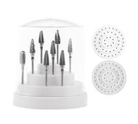 LABRIMP Scatola di Immagazzinaggio 48 Fori per Punte da Trapano Unghie Organizer in Abs Bianco Custodia per Testine da Lucidatura per Professionale e Domestico