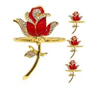 LABRIMP Set 4 Pezzi Anelli per Tovagliolo Chic a Forma di Rosa Rossi Strass Bianchi Fibbie Decorative Floreali per Feste Matrimoni e Banchetti in Hotel