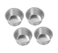LABRIMP Set 4 Stampini Rotondi Antiaderenti in Acciaio al Carbonio per Dolci, Stampi per Crostatine e Budino, Versatile per Uso in Casa, Colore Argento