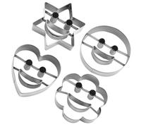 LABRIMP Set 4 Tagliabiscotti in Acciaio Inossidabile Multifunzione Forme Natalizie e Sorrisi, Stampi per Biscotti Fai da Te e Decorazioni Pasta di Zucchero per Cucina e Pasticceria