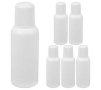 LABRIMP Set 6 Flaconi Vuoti 100ml Applicatore in Spugna Bianco, Bottiglie Riutilizzabili in Plastica Sottile per Oli Essenziali e Medicinali Liquidi da Viaggio