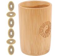 LABRIMP Set Divinazione Feng Shui Secchio in bambù e 6 Monete di Rame Cinesi, Accessori per Giochi di Predizione, Strumenti Tradizionali per Riunioni e Pratiche i Ching