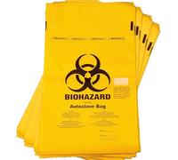 Labsales - Sacchetti per lo smaltimento dei rifiuti biologici, gialli, resistenti, a prova di perdite, per smaltimento di rifiuti pericolosi, con indicatore di sterilizzazione, 8 l, volume 300 x 500