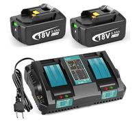 LabTEC Caricatore 18V con batteria per Makita BL1860 2P BL1830B BL1840B BL1850B BL1860B BL1815 BL1820 BL1825 18V 5500mAh Utensili elettrici + caricabatterie per Makita DC18RC DC18RD DC18SF DC18RT 14.4