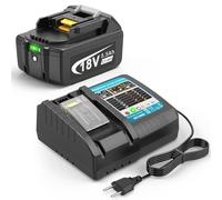 LabTEC Caricatore da 18 V con batteria per Makita BL1860 BL1830B BL1840B BL1850B BL1860B BL1815 BL1820 BL1825 18V 5500mAh + caricatore batteria per Makita DC18RC DC18RD DC18SF DC18RT 14.4-18RT V