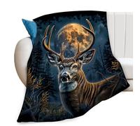 LaBuyGVT Coperta in pile con stampa di cervi e luna, caccia con animali selvatici, campagna, natura, regali notturni per divano, letto, roba decorativa, morbida e accogliente, biancheria da letto