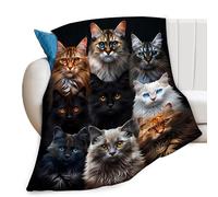 LaBuyGVT Coperta in pile con stampa di gatti kawaii gattino gattino animale nero regali per divano letto roba decorazione leggera morbida accogliente peluche caldo biancheria da letto per amanti