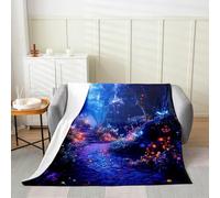 LaBuyGVT Coperta in pile Fairy Tale MagicNight per ragazzi ragazze bambini farfalle botanico floreale stampato coperta coperta