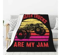 LaBuyGVT Coperta in pile Monster Trucks ultra morbida e calda per casa, letto, divano, sedia, viaggi, campeggio, coperte
