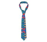 LaBuyGVT Cravatta da uomo con dinosauro Parata: classica seta tessuto jacquard per matrimonio formale business casual cravatta nera
