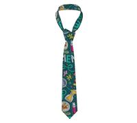 LaBuyGVT Cravatta da uomo con stampa a tema scienza dei cartoni animati, elegante, classica, per matrimoni aziendali, par, per compleanni, festa del papà