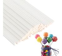 LABUYI 50 pezzi Bastoncini per cake pops,Bastoncini per Lecca-Lecca,Cake Pop Stick,Cake pops in Carta,Bastoncini per Leccalecca,per Dolci,Lecca-lecca,Cottura Fai da te,Bianco,15cm*3.5mm