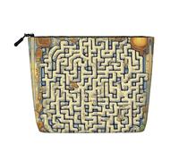 Labyrinth Treasure Map Versatile Fake Hemp Makeup Bag - Organizer da viaggio per articoli da toeletta, perfetto per l'uso quotidiano, viaggi di lavoro e molto altro ancora., Nero , Taglia unica