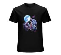LABZAADGUK Trendy T-Shirt Three Opossums Howling At The Moon Funny Pet Possums Lovers Black M