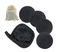 LAC Dischetti Struccanti Riutilizzabili 4 Pads + 1 Panno Struccante Viso in Microfibra con Sacchetto per il Lavaggio - Dischetti Struccanti Lavabili in Bambù per Viso e Occhi