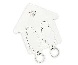 LAC EVERYTHING EVERYWHERE Portachiavi di Coppia Lui e Lei in Legno 16x15cm- Portachiavi Casa a forma di Casetta - Regali di Coppia Anniversario | Idee Regalo Casa Nuova Amici (Bianco)