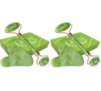 LAC FOR YOU Pietra Gua Sha e Rullo di Giada per il Viso - Roller Massaggio Viso Antirughe - 2 Pz Accessori Skincare Kit (Confezione da 2)