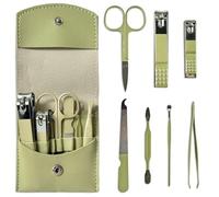 LAC FOR YOU Set Manicure 7 Pezzi - Kit per Unghie e Pedicure Professionale per Donna e Uomo, Set da Viaggio - Verde