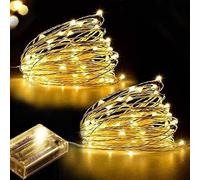 LAC FUTURE 2 Lucine Led Decorative a Batteria 5M - Catena Luminosa Interno con 50 Mini Luci di Natale (Bianco Caldo)