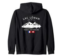 Lac Léman Lago Ginevra Francia Svizzera Bandiera Svizzera Francese Felpa con Cappuccio