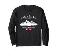 Lac Léman Lago Ginevra Francia Svizzera Bandiera Svizzera Francese Maglia a Manica