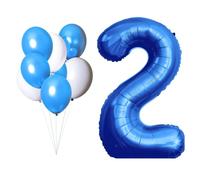 LAC Palloncino Numero 2 Blu - Kit Palloncini Compleanno 2 Anni, 5 Pz Blu e 3 Pz Bianchi - Palloncini Compleanno