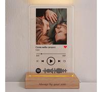 LAC Targa Spotify Personalizzata - Stampa UV a Colori su Base LED in Legno | Lampada Spotify Personalizzata con Foto Regalo Fidanzato e Fidanzata, Regalo Anniversario per Lui e per Lei