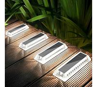 Lacasa Luci Solari da Giardino, 4 Pezzi Luce Solare LED Esterno 50LM Lampade Solari da Giardino, Luci per Sentieri IP68 Impermeabile Lampada Solare per Passo Vialetto Scale Terra, Bianco Freddo 6000K