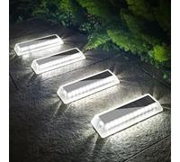 Lacasa Luci Solari da Giardino 4 Pezzi, Segnapasso LED da Esterno a Energia Solare, IP68 Impermeabili, Bianco Freddo Lampade Solari per Scale, Vialetto, Terrazza, Patio, Sentieri
