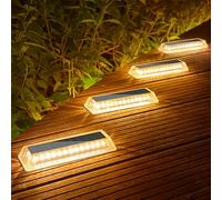 Lacasa Luci Solari da Giardino 4 Pezzi, Segnapasso LED Esterne Solare IP68 Impermeabili, Bianco Caldo Lampade Solari da Giardino, Scale, Terrazza, Patio, Sentieri,Vialetto