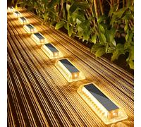 Lacasa Luci Solari da Giardino 8 Pezzi, Segnapasso LED Esterne Solare IP68 Impermeabili, Bianco Caldo Lampade Solari da Giardino, Scale, Terrazza, Patio, Sentieri