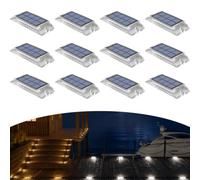 Lacasa Luci Solari Esterno Giardino 12 Pezzi, Segnapasso Solare Calpestabile 2 in 1 Bianco Caldo e Bianco Freddo, Luci Solari Impermeabili per Scale, Vialetto, Terrazzo, Piscina, Patio e Sentieri