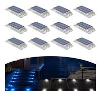 Lacasa Luci Solari Esterno Giardino 12 Pezzi, Segnapasso Solare Calpestabile 2 in 1 Blu e Bianco Freddo, Luci Solari Impermeabili per Scale, Vialetto, Terrazzo, Piscina, Patio e Sentieri