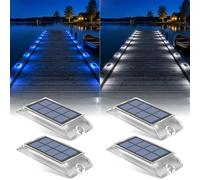 Lacasa Luci Solari Esterno Giardino 4 Pezzi, Segnapasso Solare Calpestabile 2 in 1 Blu e Bianco Freddo, Luci Solari Impermeabili per Scale, Vialetto, Terrazzo, Piscina, Patio e Sentieri